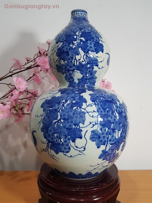 Hồ lô sứ men chàm cao cấp 