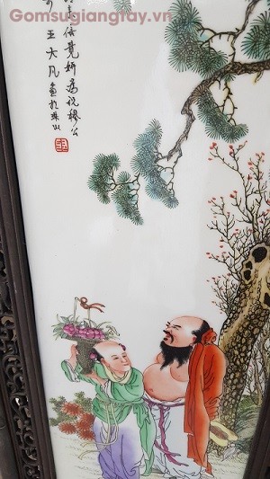 Bộ tranh tứ bình sứ giang tây vẽ kỹ thuật. tích bát tiên du xuân