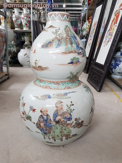 Hồ lô sứ giả cổ vẽ tay của nghệ nhân rất có hồn