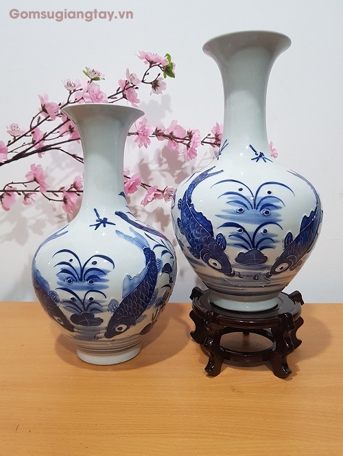 Đôi Bình sứ khắc nổi cao cấp giang tây