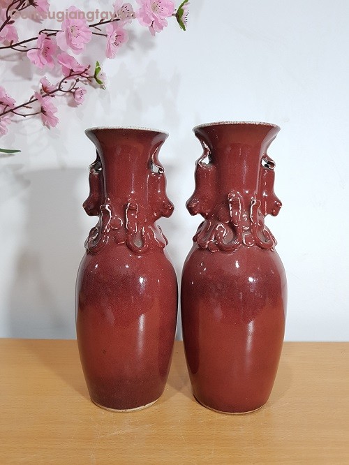 Đôi Bình sứ túy hồng cao cấp giang tây