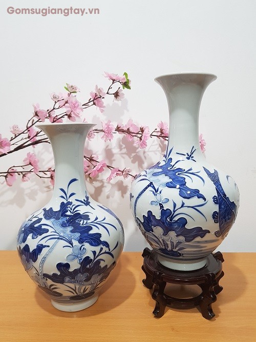 Đôi Bình sứ khắc nổi cao cấp giang tây