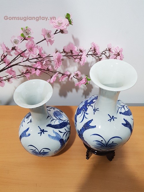 Đôi Bình sứ khắc nổi cao cấp giang tây