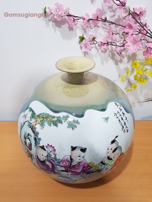 Bình tích lộc trưng bày  vẽ tay
