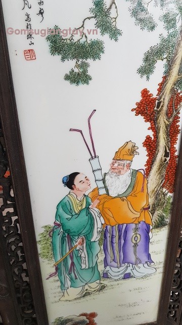 Bộ tranh tứ bình sứ giang tây vẽ kỹ thuật. tích bát tiên du xuân