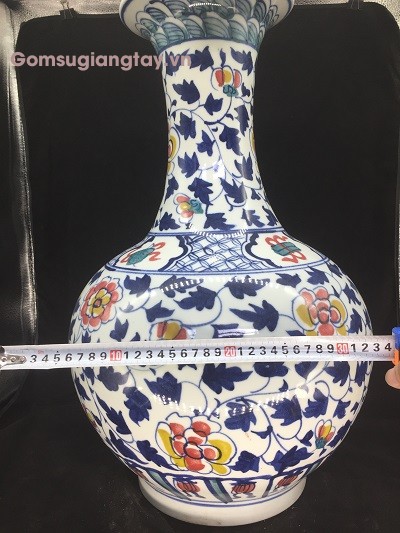 Bình củ tỏi vẽ hoa dây