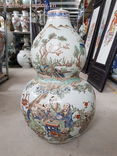 Hồ lô sứ giả cổ vẽ tay của nghệ nhân rất có hồn
