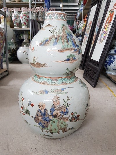 Hồ lô sứ giả cổ vẽ tay của nghệ nhân rất có hồn