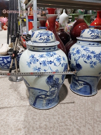 CHóe Sứ men chàm giả cổ vẽ tay tinh tế rõ nét